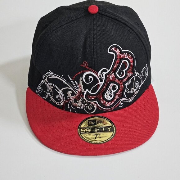 New Era Boston Red Sox Mens 7 1/4 inches 57.7cm Baseball Cap Hat 59 Fifty Wool - Picture 1 of 14